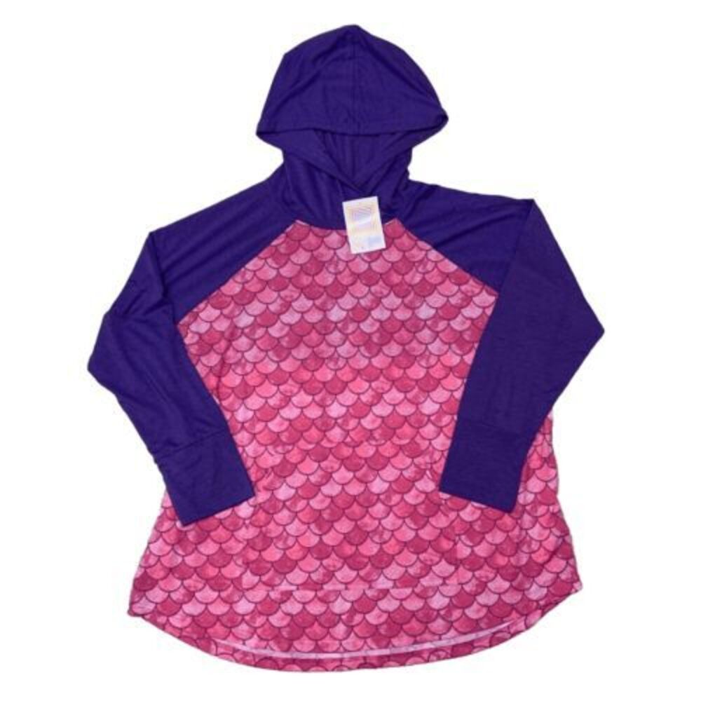 LuLaRoe Womens Hoodie Size 2XL Amber Mermaid Mermaids Pink Purple Sweatshirt NWT